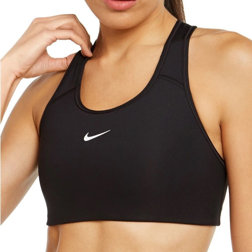 Nike victory womans classic black white logo Sports Bra racer back non padded XS
